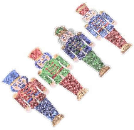 TOYANDONA 4stücke Nussknacker-aufnäher Zum Aufbügeln Mit Pailletten Stoff-applikationen Für Rucksäcke Jacken Kleidung Diy-reparatur Weihnachtliches Design