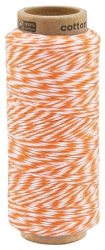 zweifarbige Baumwollkordel 1,0 mm, Makramee Garn, Kordel für DIY Handwerk, Schnur Baumwolle Bindfaden Bäckergarn Geschenkband (1015 - Neonorange - Weiß)