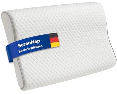 SerenNap Kinder Kissen für 3-10 Jahre Ergonomisches Kissen Memory Schaum Kinderkopfkissen mit Öeko-Tex Baumwollbezug 30x51x4/6cm 2 unterschiedliche Höhen