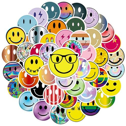 NISENTIA Smiley Aufkleber | 120 Stück Emoji Sticker Smiley in 60 verschiedenen Stilen | Smiley Sticker | Belohnungssticker für Scrapbook, Laptop, Journal und Notebook