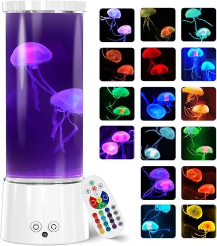 KIKILIVE lavalampe quallen lampe kinder,jellyfish lamp led lampe mit quallen drinnen 17 Farbe ändern dimmbare Nachtlicht für Home Decor Weihnachten Geburtstag Geschenke