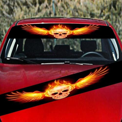 Innovative 3D-Auto-Fensteraufkleber verleihen Ihrer Fahrt einen Hauch von Persönlichkeit (Fire Skull)