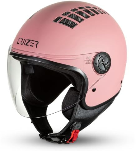 Cruizer Casco Jet Moto Scooter Omologato Visiera Singola Rosa Opaco (S)