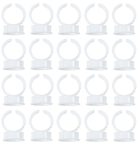 COYUN 100 Pezzi Colle Bagues Support de Colle de Cils Glue Anneaux Tatouage D'encre Anneaux Jetables pour Cils Extensions,Maquillage et Sourcils