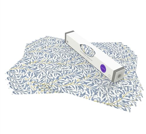 The Master Herbalist Fragrant Lavender & Neem Oil Scented Drawer Liners in a Blue William Morris Design (Rolled) | Anti-Moth Repellent | Pack of 5 Sheets | Made in The UK (Lavender & Neem Oil, Rolled)