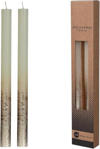 Konische Kerzen mit metallischem Gold Glitter, 2er Set Glitzer Dekokerzen, Geburtstag, Weihnachten, Jahrestag (Creme)