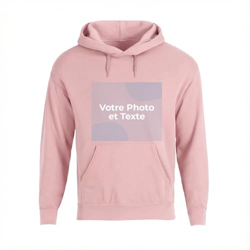 Cimpress Sweat à Capuche Homme Personnalisé, S à 2XL, Ajoutez Logo/Texte/Image, Frontale Uniquement, Idéal pour événements