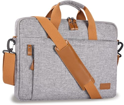 ESTARER Laptoptasche 17.3 Zoll Groß Canvas Aktentasche Herren für Arbeit, College, Reisen, Büro, Hellgrau