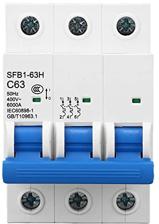 Interruptor Termomagnético 3P, Interruptor de Circuito 63A, AC 400V, Capacidad de Corte 6kA - Protección Rápida, Estabilidad Electromagnética, Uso Residencial e Industrial
