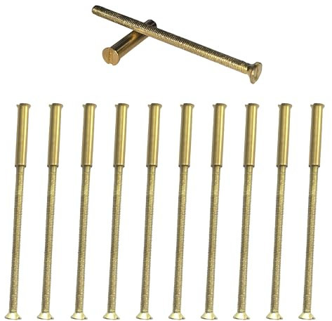 Universal Hardware M3 Door Handle Screws Brass with Bolt Connecting Sleeve Male to Female for Door Handle, Knobs Escutcheons and Others (Pack of 10)