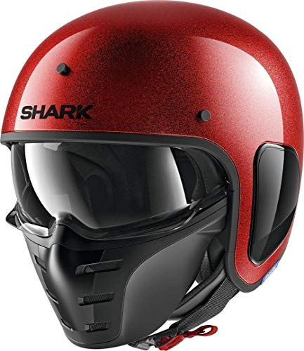 SHARK Motorradhelm S-DRAK BLANK GLITTER RRX, Rot, XS