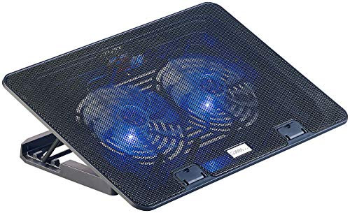 Callstel Laptop Kühler: Ultraleiser Notebook-Kühler bis 43,8 cm (17), 2 Lüfter, LED, 15 dB (Laptop Kühlung, leise, Laptopständer)