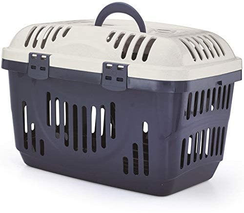 CAT CENTRE Grey & Cream Lid Pet Dog Puppy Cat Carriers Basket Bag Cage Portable Travel Kennel Training Box