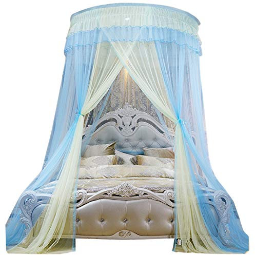 SimidunEUR Mosquito Net Bed Canopy for Children Fly Insect Protection Indoor/Outdoor Decorative in 2.7 Height,Blue Yellow,Bed 1.5 M
