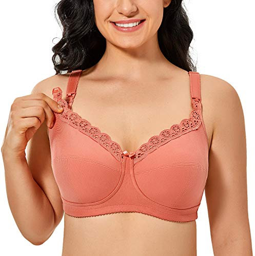 Gratlin Women's Nursing Bras Cotton Plus Size Maternity Wireless Comfort Breastfeeding Bra Lantana 38G