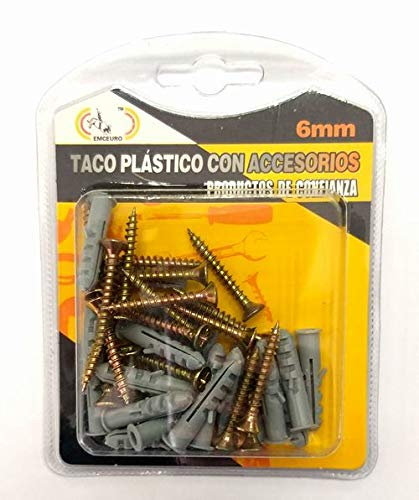 Kit 20 tacos y 20 tornillos 6 mm