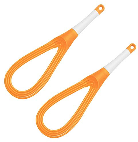2 pcs Flat Whisk Plastic Egg Beater Whisk 2-In-1Collapsible Rotating Balloon and Silicone Coated Flat Whisk Baking Kitchen Gadgets