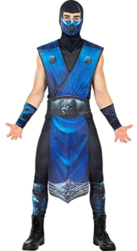 Funidelia | Sub-Zero Kostüm - Mortal Kombat 100% OFFIZIELLE für Herren Größe L - Games, Mortal Kombat - Farben: Bunt, Zubehör für Kostüm - Lustige Kostüme für Deine Partys