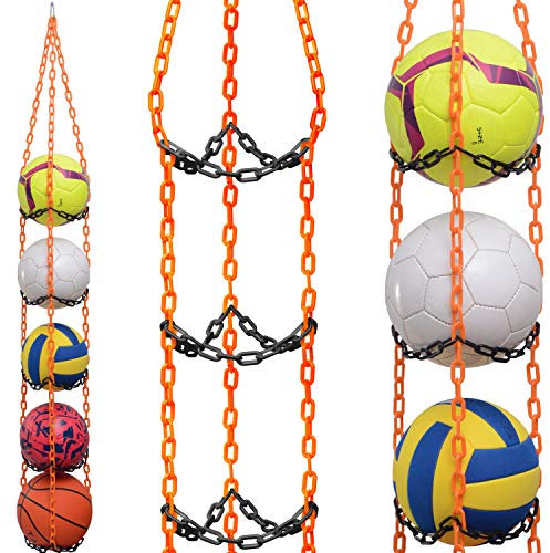 Vailantes Ballaufhänger - Fußball Volleyball Basketball Originaler Ballhalter Fussball Deko Aufbewahrung Kinderzimmer Regal Hängendes Regal Ball Kinder Fussball Geburtstag Regal (Orange/Schwarz)