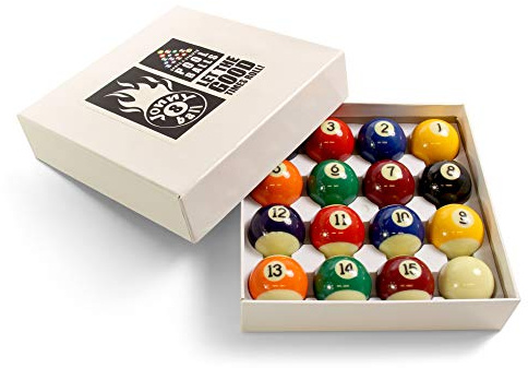 Jonny 8 Ball 1 5/8 Inch (41mm) Economy Spots & Stripes Numbered American Kids Junior Pool Balls with Storage Box