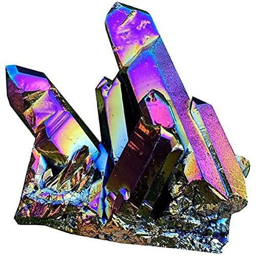 HUSHUI Racimo de Cuarzo de Cristal íris Natural, Piedra de Cristal íris Colorida Natural Racimo de Cristal de Roca Natural Geoda Muestra de Piedra Decoración del hogar