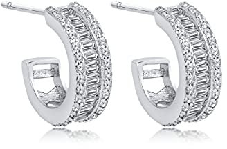 DANIEL CLIFFORD® Cécile Creolen Ohrringe Silber 925 I Schmuck für Frauen aus Sterlingsilber + Zirkonia Kristallen I Geschenk-Box