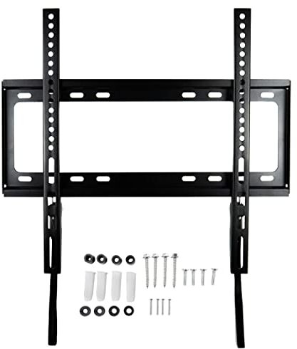 Gemx Fixed TV Wall Bracket for Most 26-65 inch TVs, Ultra Slim TV Wall Mount with VESA 200x200mm - 400x400mm for Flat Curved TVs up to 45.5kg, Fischer Anchor and Spirit Level Included