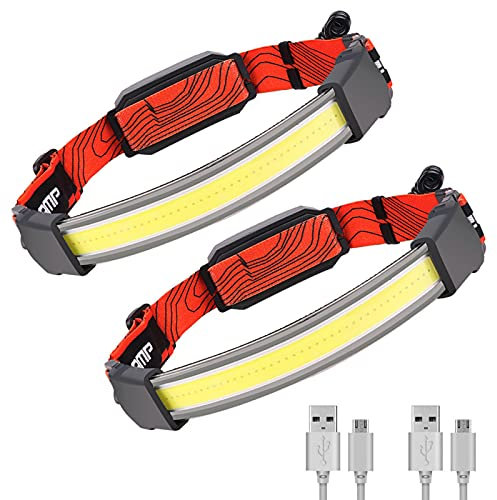 Stirnlampe LED Wiederaufladbar, Kopflampe Stirnlampe Aufladbar, Stirnlampe Rotlicht USB, Stirnlampe Joggen mit Rücklicht, Lauflicht 1000 LM 3 Lichtmodi, für Camping Angeln Stirnlampen Laternen (2 Pcs)