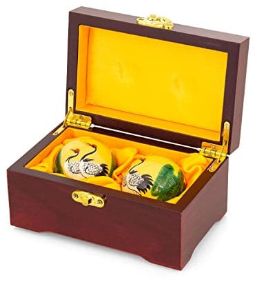 QiGong Kugeln im Kästchen | Handbemalt | Kranich