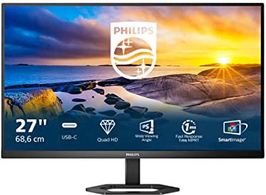 Philips 27E1N5600AE - 27 Zoll QHD USB-C Monitor, höhenverstellbar, Lautsprecher (2560x1440, 75 Hz, HDMI, DisplayPort, USB-C, USB Hub) schwarz