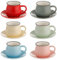 Winlauyet 105ml Set of 6 Porcelain Espresso Cups with Saucers Coffee Tea Cup