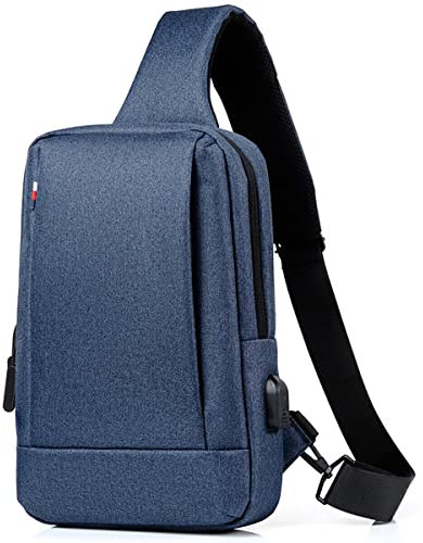 Mixroom - Zaino Monospalla Porta Tablet Borsa Zainetto borsello piccolo a Tracolla per Uomo Z19 Blu