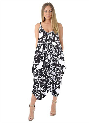 Top Linen (NW) Limited Womens Long Sleeveless Jumpsuit All In One Jumpsuit - Casual Casual Cami Lagenlook Romper Playsuit - Made In UK
