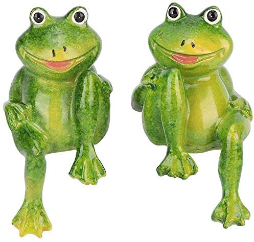 WANWEN Gartenskulpturen, 2 Stück, Frösche, Kunstharz, schöne Garten-Innen- und Außendekoration, Skulptur für Büro, Heim, Garten, Ornament Little Surprise