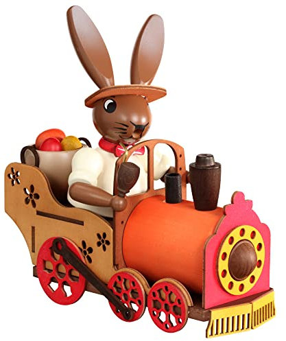 Rudolphs Schatzkiste Räucherfigur Hase in der Lok bunt BxHxT 22x21x11cm NEU Rauchen Rauchfigur Rauchmann Räucherfigur Räucherkerze Smoker Kerze Figur Mann Holz Seiffen Erzgebirge Holz Schnee