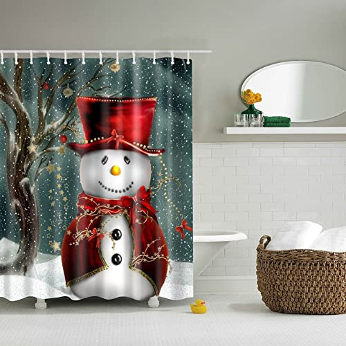 URFEDA Weihnachten Duschvorhang, Weihnachtsbaum Duschrollo Wasserabweisend Anti-Schimmel mit 10 Duschvorhangringen, 3D Bedrucktshower Shower Curtains, für Duschrollo für Badewanne Dusche, 150cmx180cm