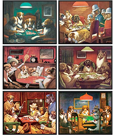 97 Decor Pokerposter mit Hunden, 6 Drucke, 20,3 x 25,4 cm, ungerahmt