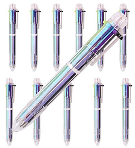 WUDQIJI Mehrfarbige Kugelschreiber 12 Stück Druckkugelschreiber Retractable Kugelschreiber 6-in-1 Multicolor Stifte 6 Farben Mehrfarbiger Stifte 0,7mm Feder Kugelschreiber zum Zeichnen Schreiben
