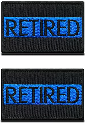 2 Stück Thin Blue Line Polizei im Ruhestand Retired Patch Airsoft Polizei Militär Aufkleber Patch für Police CS Cosplay Paintball Taktische Kleidung Rucksack Uniform Weste Hundegeschirr