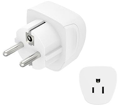 Hama Reiseadapter Typ E und F, Reisestecker USA/Kanada/Amerika/Japan/etc. nach Europa (universal, einsetzbar in den meisten europäischen Ländern und vielen weiteren, 3polig) weiß