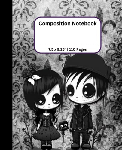 Composition Notebook: Goth girl and boy, gothic style, journal, diary, school notebook, lined journal, teen gift, journaling, lists, poetry, creative writing, homework