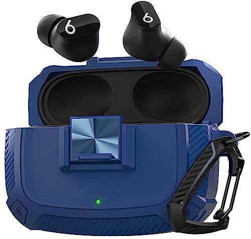 Maxjoy for Beats Studio Buds Case Cover, Studio Buds Plus Case 2023 with Lock, Studio Buds + Shockproof Protective Earbuds Case with Keychain for Beats Studio Buds 2021/Beats Studio Buds+ 2023, Blue