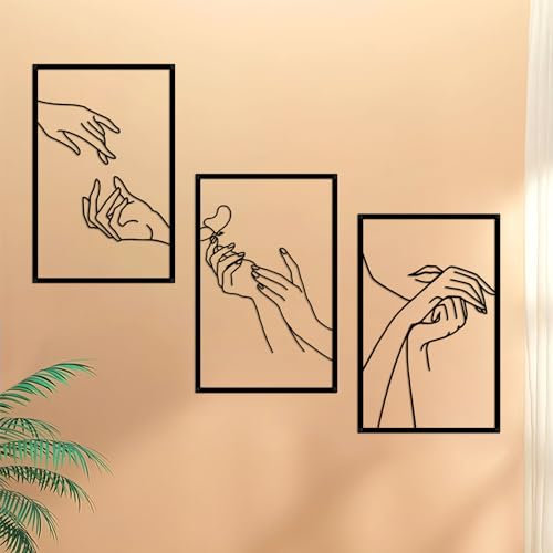 Resama Nagelstudio Wanddekoration Nagelstudio Wandkunst und Zubehör,Schwarze Metall-Raumdekorationen für Hand-Körperpflege-Shop,Schlafzimmer Wohnzimmer Wand hängende Skulpturen Innen und Außen