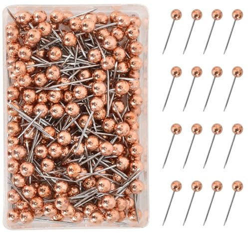 200 Stück Map Pins Anstecknadeln Pinnwand Pins für Pinnwand Kunststoffkopf Stecknadeln mit Stahlspitze für Map Pin-Nadeln, Stecknadeln Set mit Aufbewahrungsbox (Roségold)