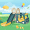 4-in-1 Kids Slide Set with Bus, Slide, Activity Ladder, and Basketball Hoop - Complete Fun Package for Children