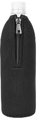 Linkidea Disposable Water Bottle Sleeve Compatible with Smartwater 16.9/20Fl Oz, Evian 16.9Fl Oz, Insulated Neoprene Plastic Bottled Water Cover with Lockable Zipper (1 Pack/Black)