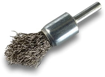 Lot de 6 brosses métalliques pinceaux en bout point sur tige | Ø 18 mm | INOX dur 0,40 mm | Forme pointe | Pour perceuse ou visseuse à mandrin | Brossage et décapage | Kibros 20TC18x6