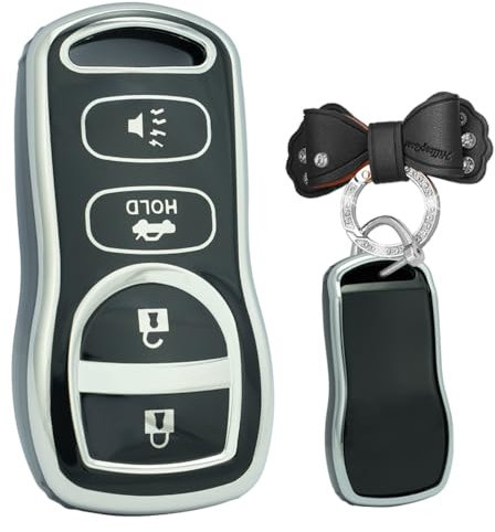 TECART Porte-clés pour Nissan 350Z en TPU souple pour Altima Armada Maxima Quest Sentra 4 boutons Noir