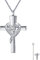 HOOHWE Asche Halskette Sterling Silber Urn Halsketten für Asche, S925 Sterling Silber Kreuz Herz Einäscherung Schmuck für Asche für Frauen Männer, Einäscherung Andenken Gedenkgeschenk