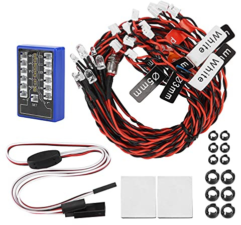 Leapiture 12 RC-Modell-Kontrolllichter, Simulationsblitz, Modellauto-Beleuchtungssystem, Kontrolllicht, RC-Auto-Zubehör, Beleuchtungsset, LED für CC01 1/10 1/8 RC-Auto